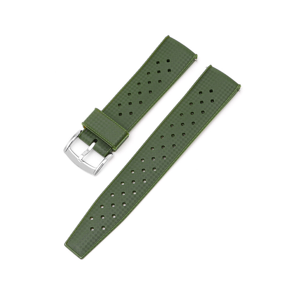 Green/Silver (, 22Mm) 20/22Mm Strap For Seiko Omega Square Hole Breathable Tpu Buckle Strap