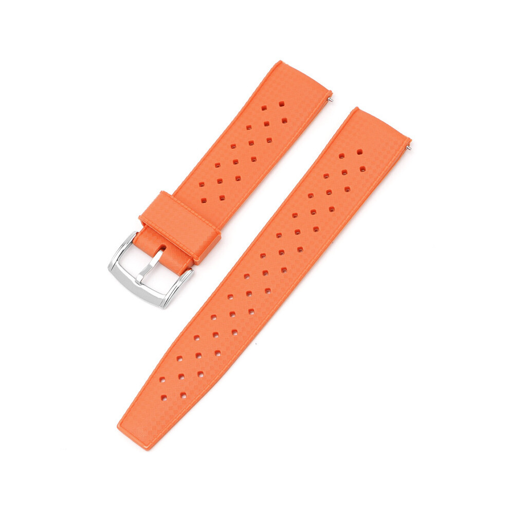 Orange/Silver (, 20Mm) 20/22Mm Strap For Seiko Omega Square Hole Breathable Tpu Buckle Strap