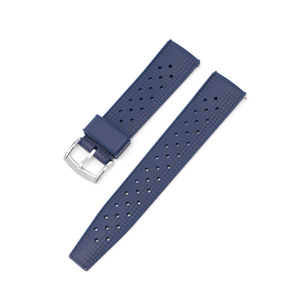 Blue/Silver (, 20Mm) 20/22Mm Strap For Seiko Omega Square Hole Breathable Tpu Buckle Strap