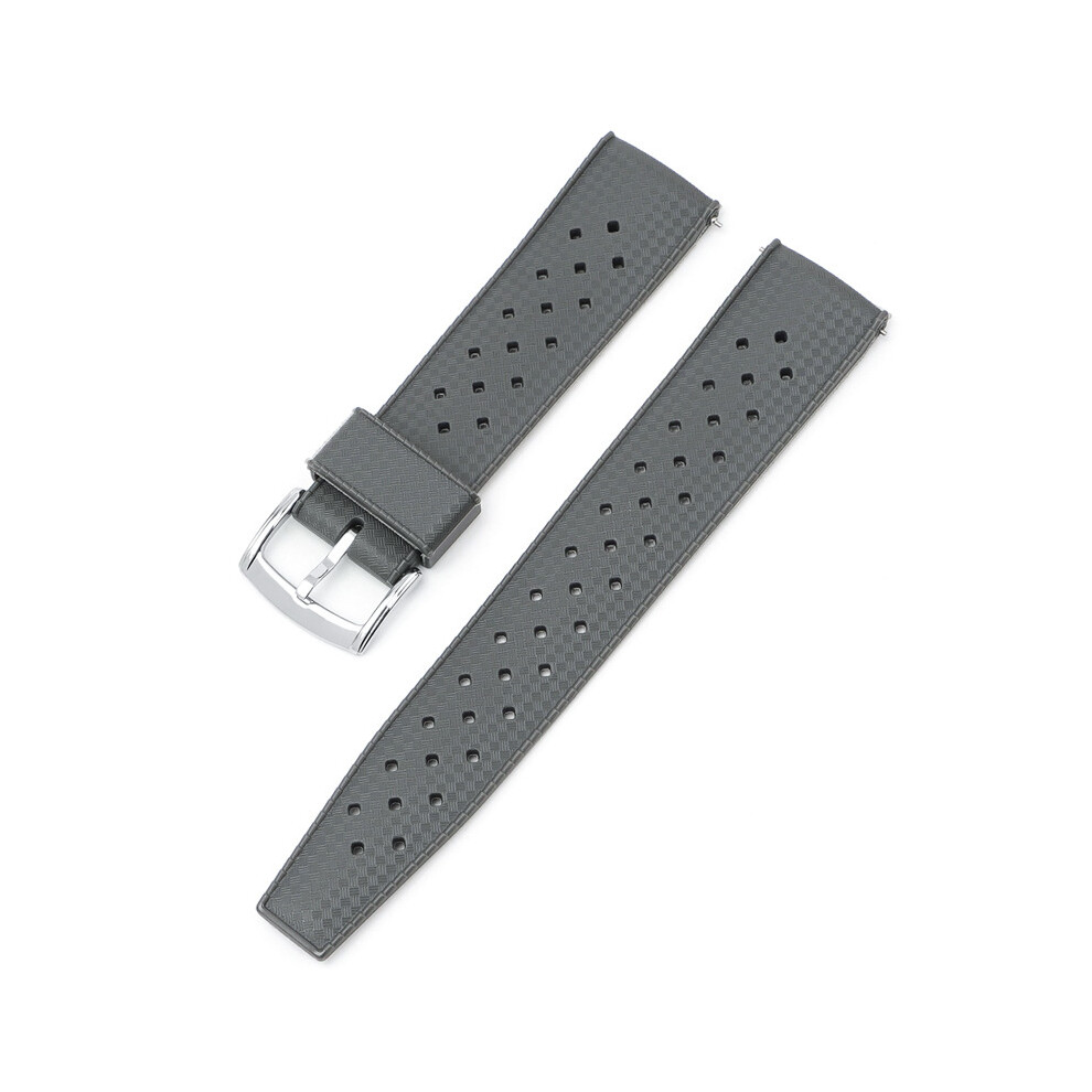 Grey/Silver (, 22Mm) 20/22Mm Strap For Seiko Omega Square Hole Breathable Tpu Buckle Strap