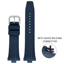(Blue) FKM Watch Strap 9MM Convex Quick Release Band for Citizen NJ0150 & NJ0151