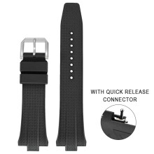 (Black) FKM Watch Strap Convex Interface 9MM Band Quick Release For Citizen NJ0150 NJ0151