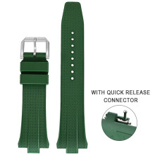 (Green) FKM Watch Strap 9MM Convex Quick Release Band for Citizen NJ0150 & NJ0151