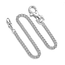 (Silver) 37.6CM Pocket Watch Chain in Jeans Style with Single & Swivel Snap Hooks - Trendy Jewelry Accessory