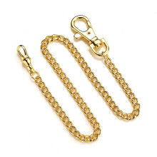 (Gold) 37.6CM Pocket Watch Chain for Jeans with Single and Swivel Snap Jewelry