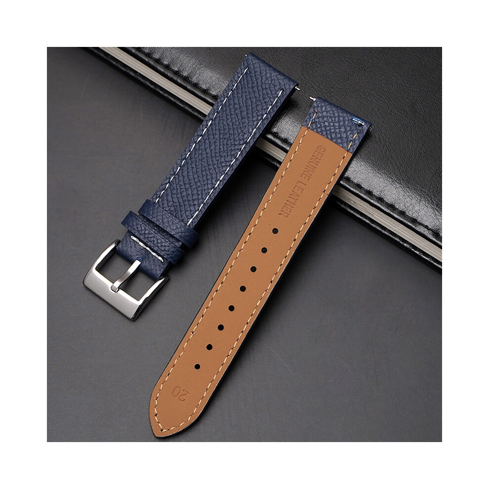 (Sapphire Blue) 20MM Band For Omega x Swatch Bioceramic Moonswatch Leather Watch Strap