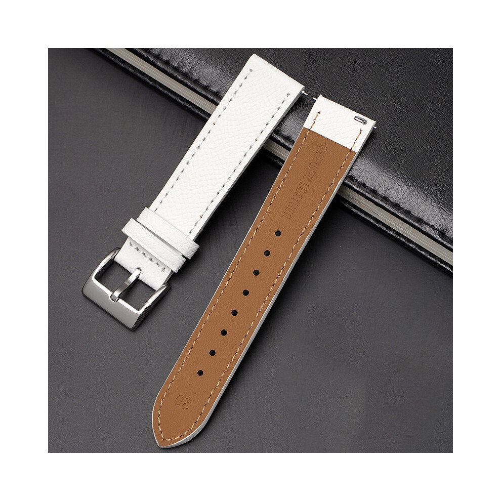 (White Line) 20MM Band For Omega x Swatch Bioceramic Moonswatch Leather Watch Strap