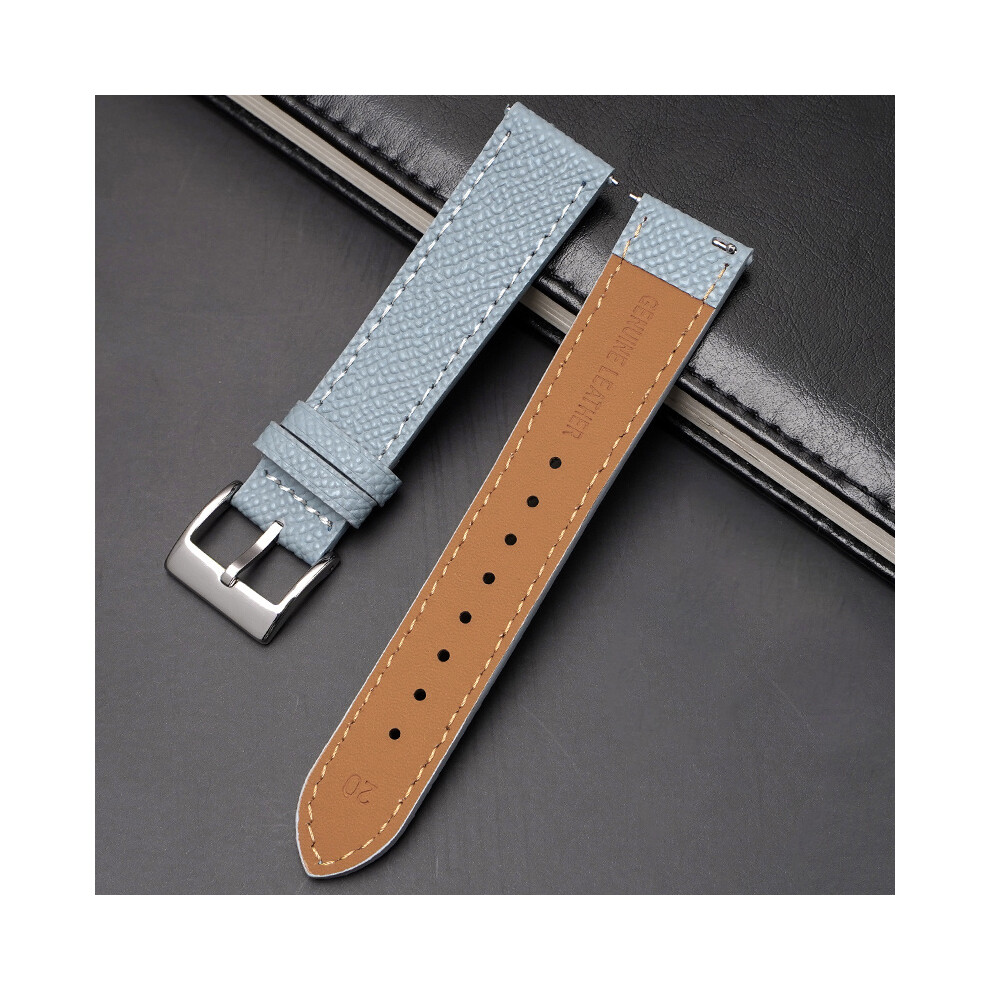 (Grey) 20MM Band For Omega x Swatch Bioceramic Moonswatch Leather Watch Strap