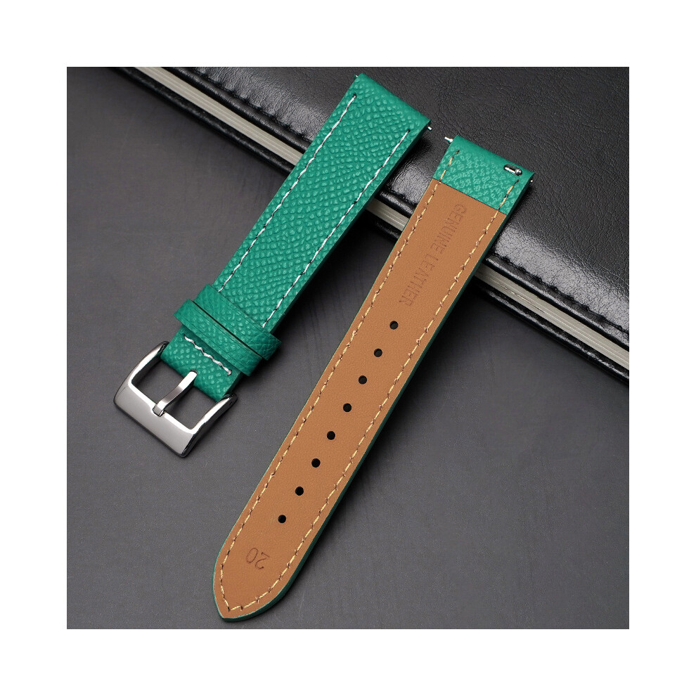 (Green) 20MM Band For Omega x Swatch Bioceramic Moonswatch Leather Watch Strap