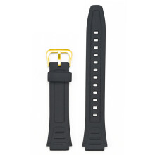 (Gold Buckle) 18MM Watchband For Casio W-800H F-91 W-218H Watch Band Replacement Black Strap