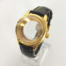 (B) 39MM Mineral Glass Mirror Watch Case w/Strap For NH34/35/36/4R/7S Movement