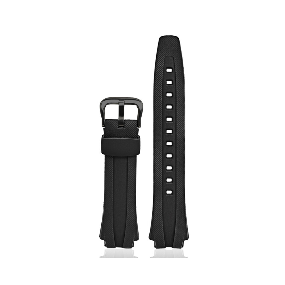 (Black Button) For Casio AQ-160W AQ-163W Black Strap TPU Watch Band Strap 17MM Replacement