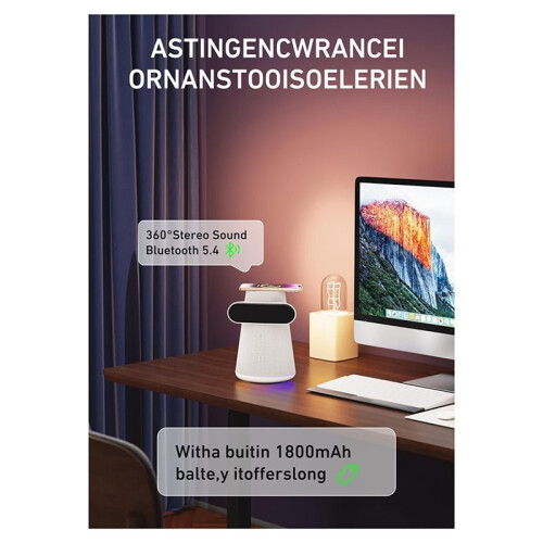 Speaker with LED Display, Wireless Charging, Room Decor for Cafes, Bedrooms, and More 1
