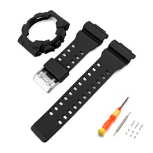 (Black) Watch Band Strap Set For Casio GA-100 GA-110 GA-120 GLS-100 GAX-100 GD-100