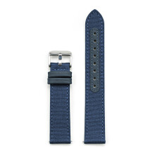 (Blue, 19MM) 18MM-24MM Canvas Leather Watch Band Replacement Watch Strap For Women Men