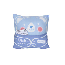 Hergo Umarmungskissen 43 x 15 x 43 cm Fühl Dich von Herzen gedrückt! (blau)
