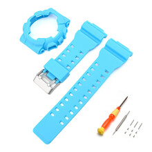 (Light Blue) Watch Band Strap Set For Casio GA-100 GA-110 GA-120 GLS-100 GAX-100 GD-100