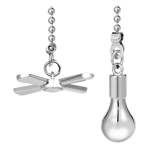 4sets Ceiling Fan Pull Chain Ornaments,Fan Pulls Extension Chains Set, Decorative Metal Light Bulb and Fan Cord 2