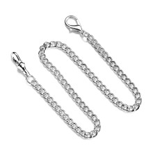 (Silver) 36.2CM Pocket Watch Chain for Jeans with Single and Lobster Clasps Jewelry