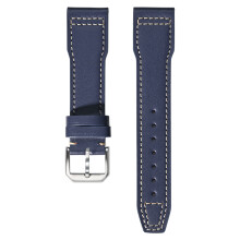 (Blue 2) 22mm Genuine Leather Replacement Watch Strap for IWC Pilot Portuguese 17 & 18 Models