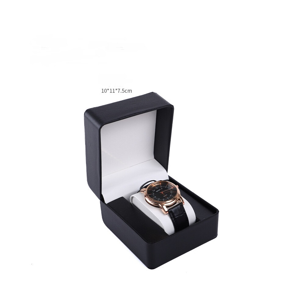(Black) Flip PU Leather Watch Box, Jewelry Storage and Gift Packaging
