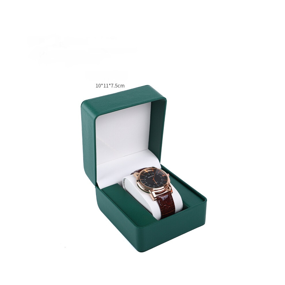 (Green) Flip PU Leather Watch Box, Jewelry Storage and Gift Packaging