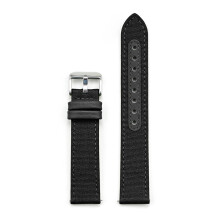 (Black, 22MM) 18MM-24MM Canvas Leather Watch Band Replacement Watch Strap For Women Men