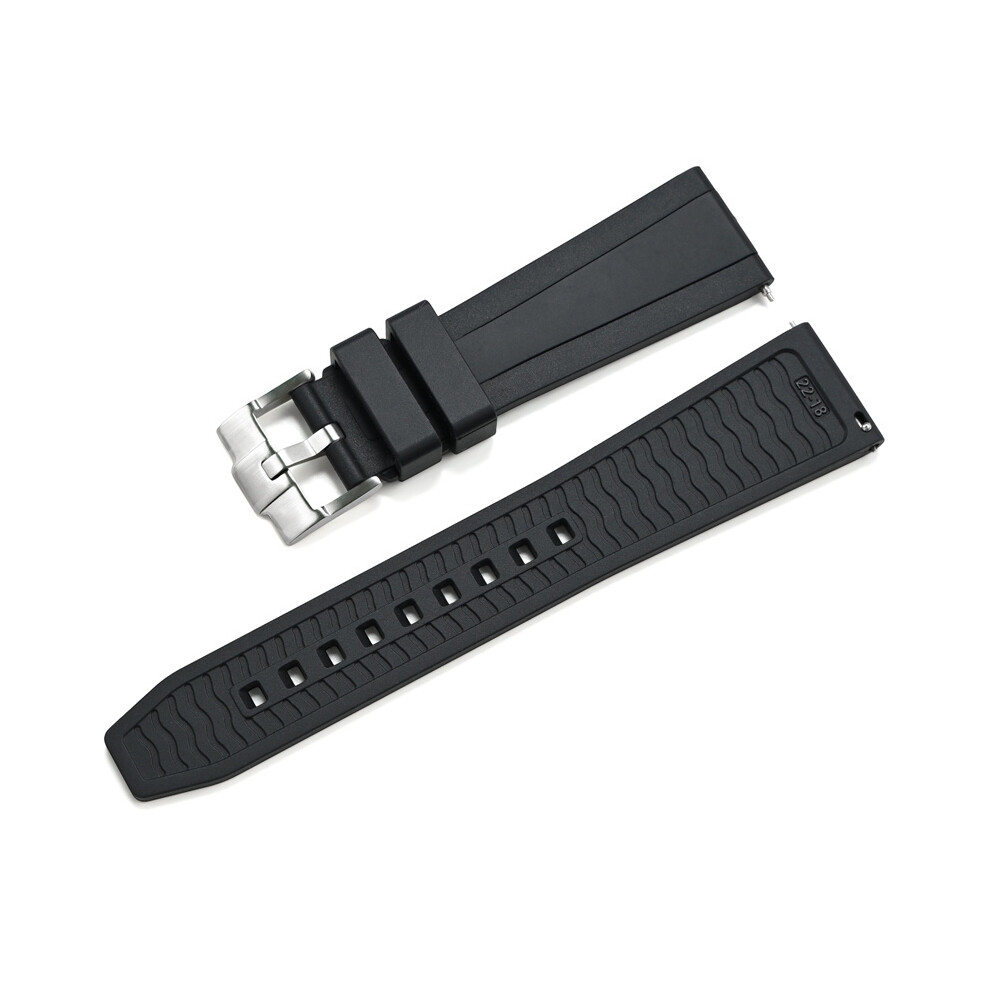 Black (Black) ?20Mm Liquid Silicone Watch Strap With Quick Release For Omega Seamaster 300