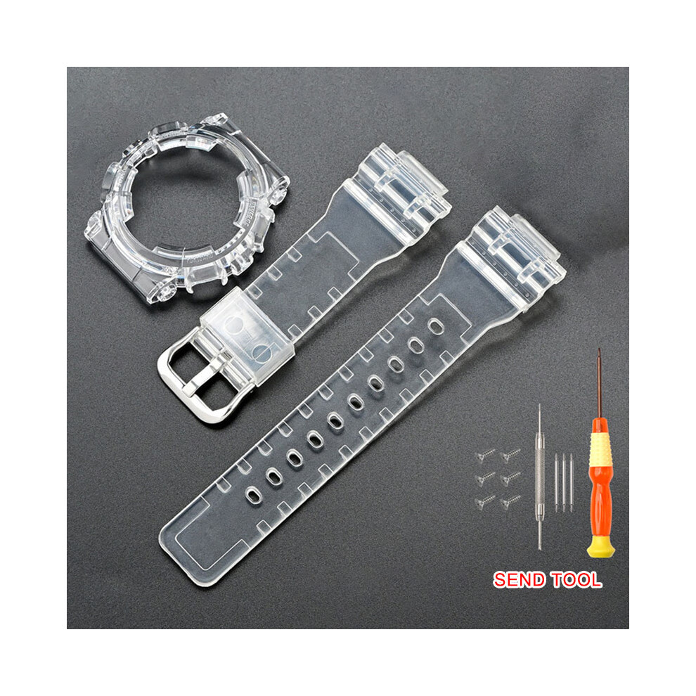 (Transparent) Watch Band Strap+Case Set With Tools For Casio Gma-S110/S120/S130/S140 320997385288