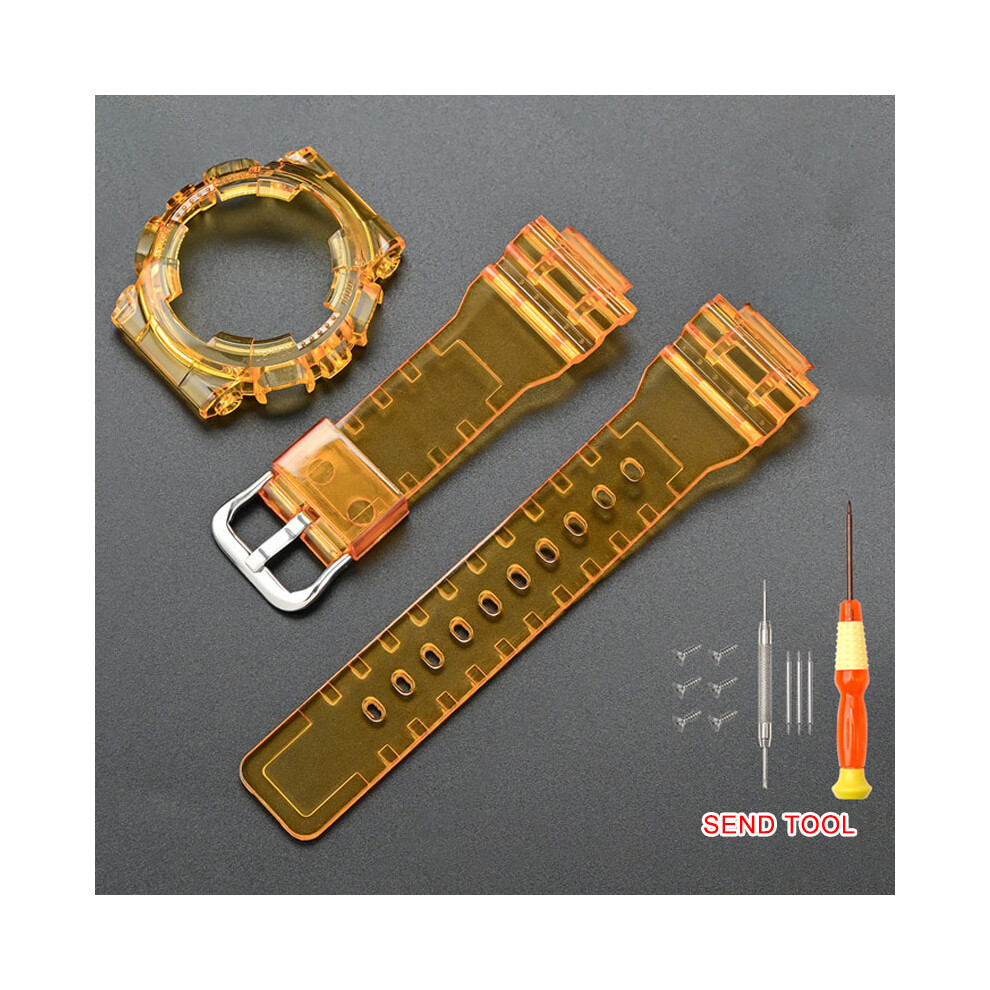 (Orange) Watch Band Strap+Case Set With Tools For Casio Gma-S110/S120/S130/S140 320997385325