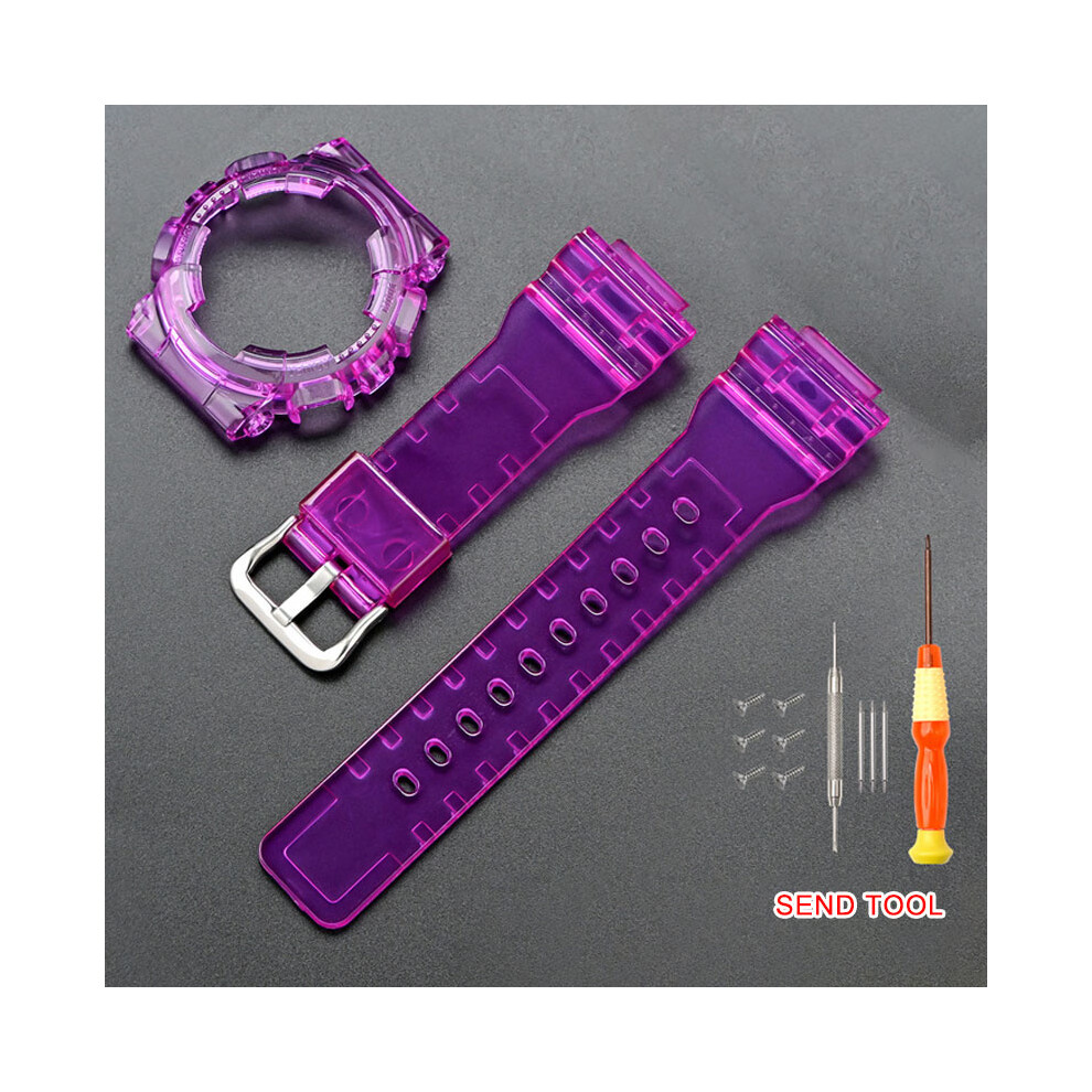 (Purple) Watch Band Strap+Case Set With Tools For Casio Gma-S110/S120/S130/S140 320997385349