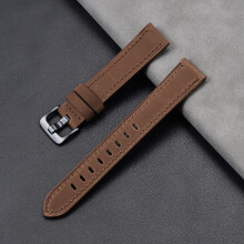 (Dark Brown, 20MM) 18/20/22/24MM Vintage Soft Oil Waxed Leather Watch Band Strap Replacement