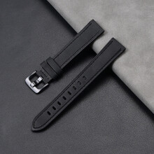 (Black, 22MM) 18/20/22/24MM Vintage Soft Oil Waxed Leather Watch Band Strap Replacement