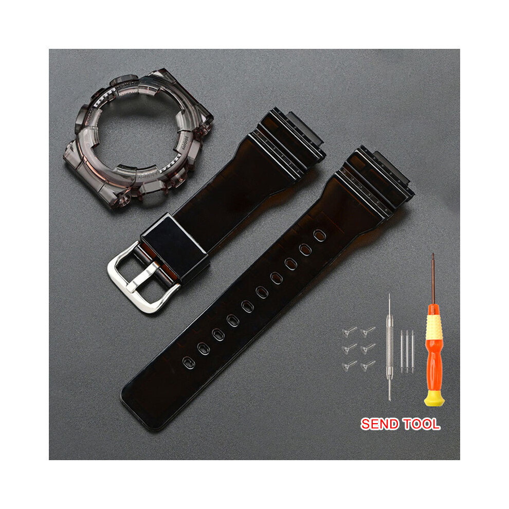 (Dark Blue) Watch Band Strap+Case Set With Tools For Casio Gma-S110/S120/S130/S140 320997385356