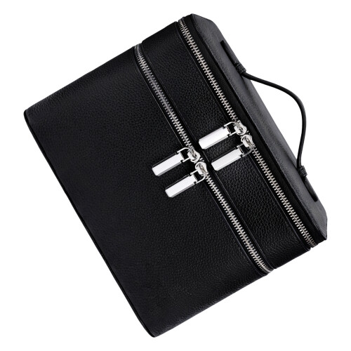 Elegant 2 Compartment Makeup Bag Having Spacious Interior-Black