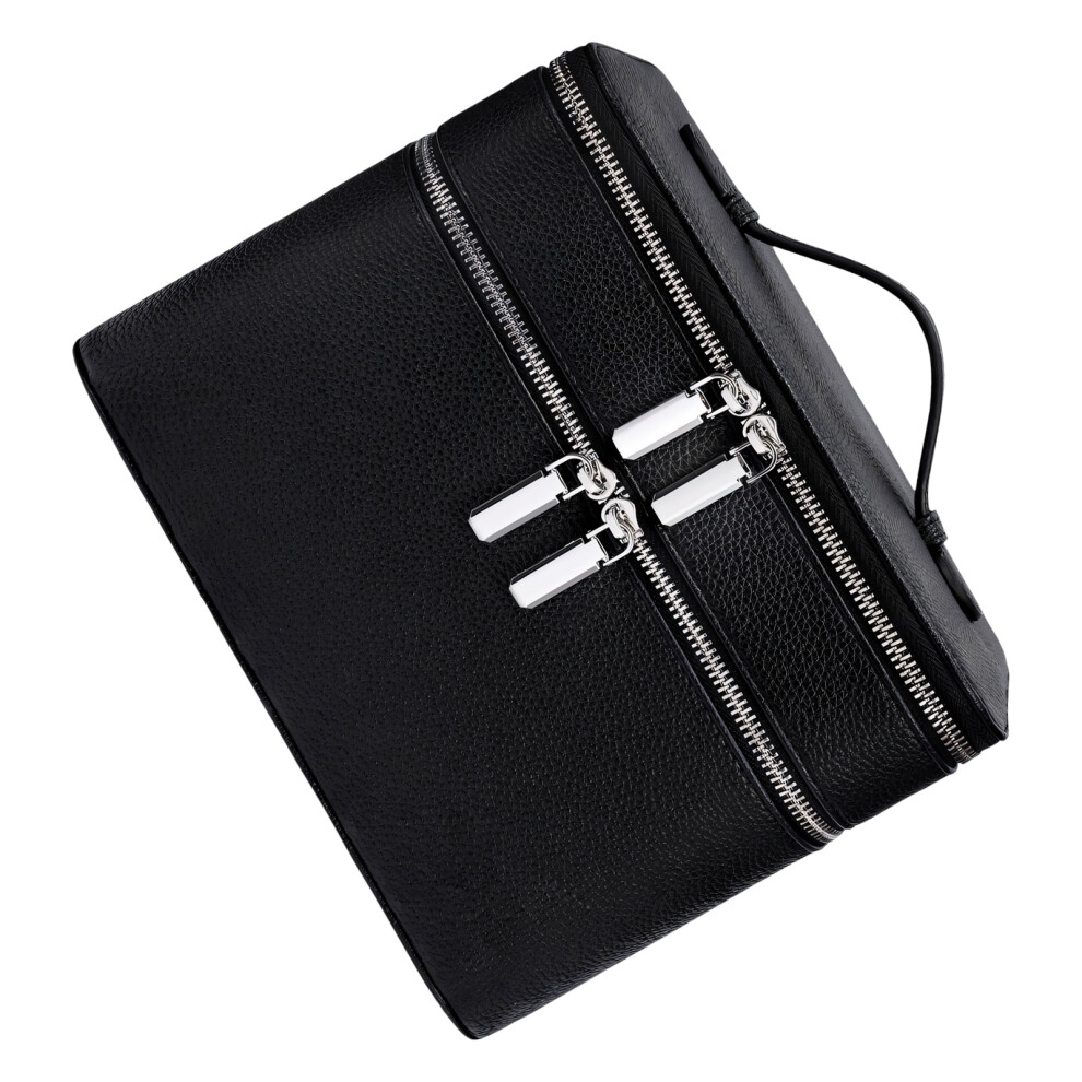 Black Elegant 2 Compartment Makeup Bag Having Spacious Interior