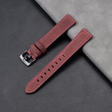 (Red, 20MM) 18/20/22/24MM Vintage Soft Oil Waxed Leather Watch Band Strap Replacement