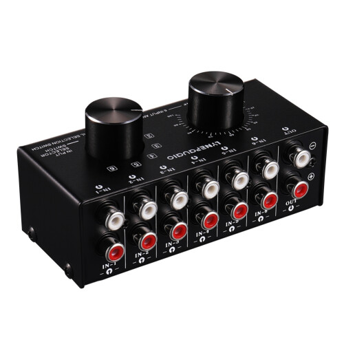 2X 6 Input 1 Output Switcher Audio Source Selection Switcher RCA Audio Input Signal Selector 2
