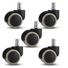 Set of 5 Office Chair Wheels 11mm Stem HeavyDuty PU Casters for Hardwood Floors Quiet Rolling 360 Swivel