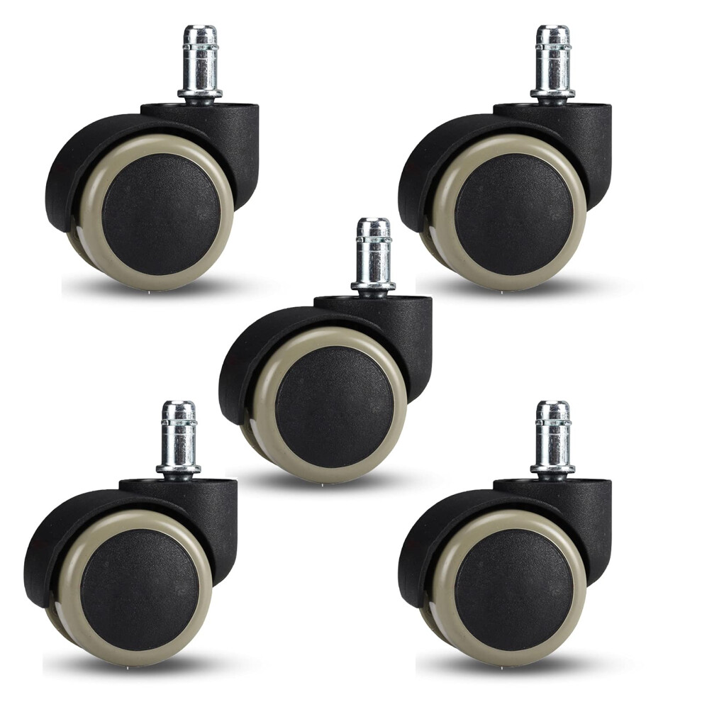 Set Of 5 Office Chair Wheels 11Mm Stem Heavyduty Pu Casters For Hardwood Floors Quiet Rolling 360 Swivel 9771547048831