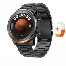 (Black Steel+Orange) New Bluetooth Compatible Waterproof HD Screen Talking Watch for Android and IOS