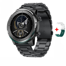 (Black Steel+Green) New Bluetooth Compatible Waterproof HD Screen Talking Watch for Android and IOS