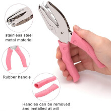 4 Pcs Handheld Hole Paper Punch Kit Single Hole Punch Round Heart and Star Hole Punch Rubber Handled
