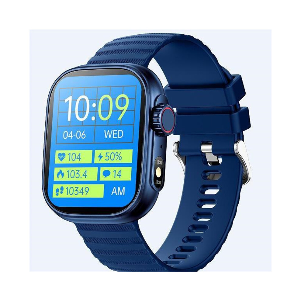 (Blue) Bluetooth-Compatible Call Watch Heart Rate Sleep Monitoring Screen Sports Watch