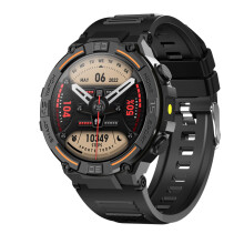 (Black) HW50 Bluetooth-Compatible Waterproof HD Screen Talking Watch for Android & iOS - New