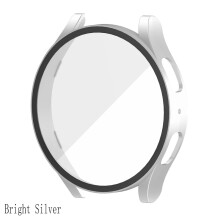 (40mm-Silver) Galaxy Watch 5 Hard Case with Tempered Glass Screen Protector - Durable PC Cover