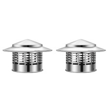 2X Tapa de Chimenea Redonda Tapa de Chimenea Superior Cónica de Acero Inoxidable con Pantalla Cubierta de Pantalla de Chimenea de Techo Exterior B