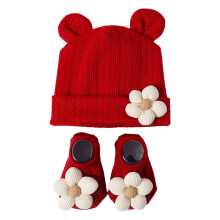 Protective Baby Hat & Socks set Comfortable Fit Baby-Burgundy