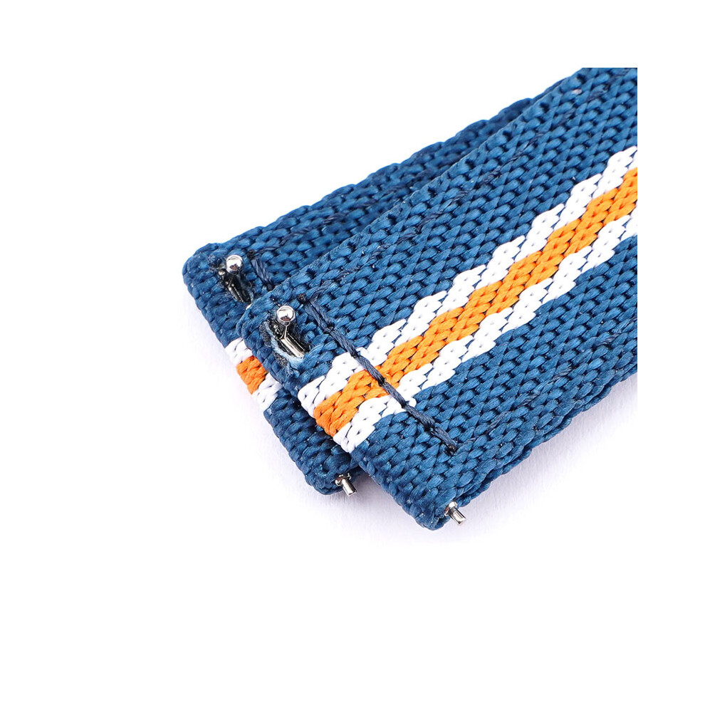 Blue/Black ( And 22Mm) Universal Smartwatch With Switch Lugs Striped Nylon Braided Strap 18 20 22 24Mm