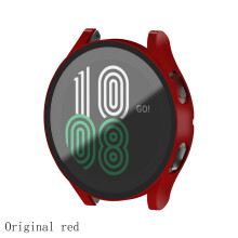 (40mm-Original red) For Galaxy Watch 4 Hard Case With Tempered Glass PC Screen Protector Cover